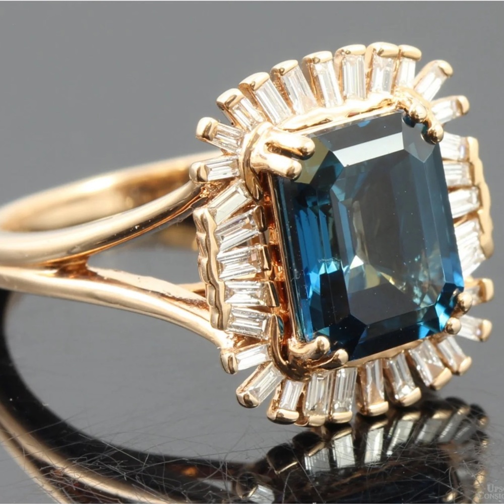 4 CT LEVIAN DEEP BLUE SEA TOPAZ RING - Picture 4 of 8